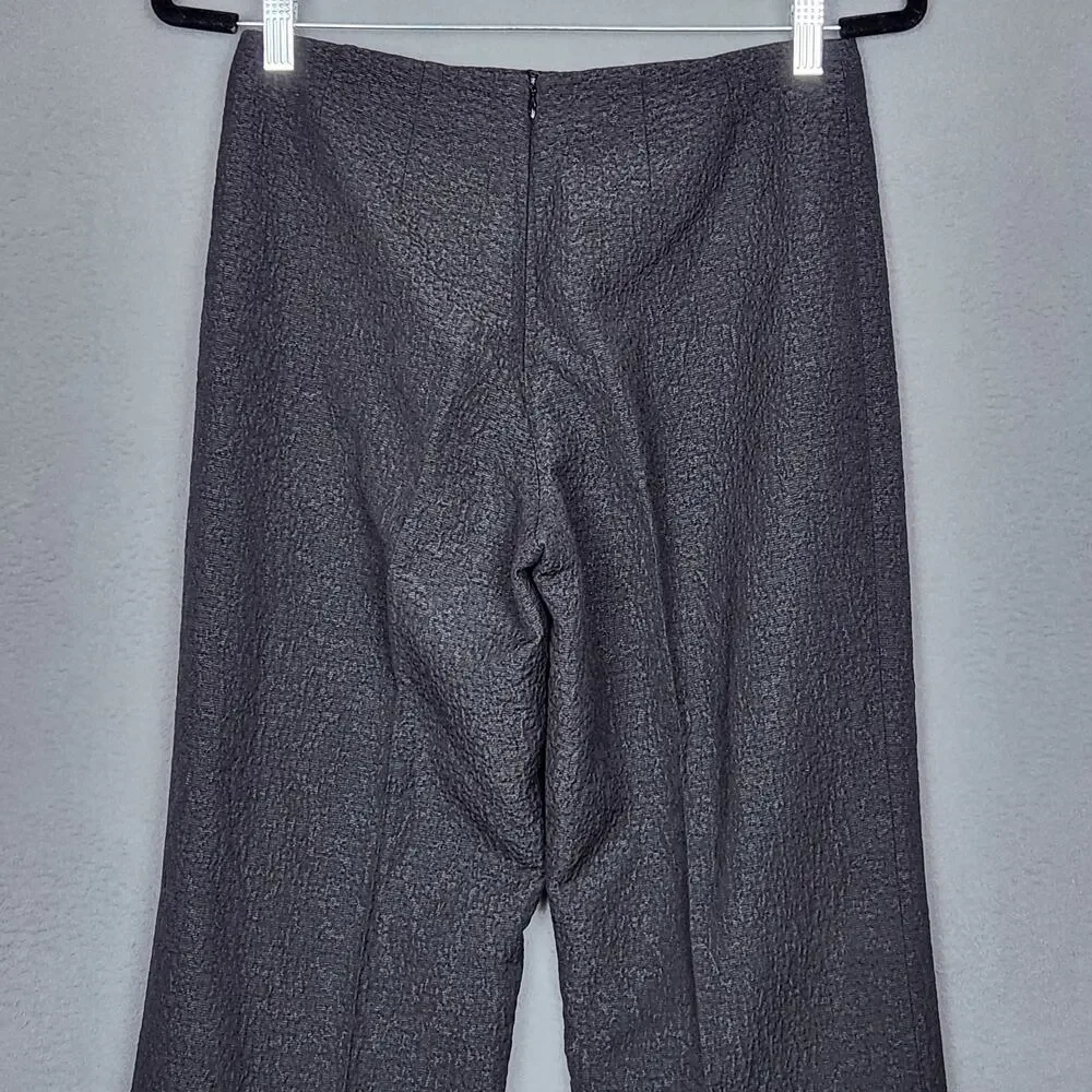 MARLOWE Pants Womens Size 4 Black Textured Wool Flared Leg Measure 28X34